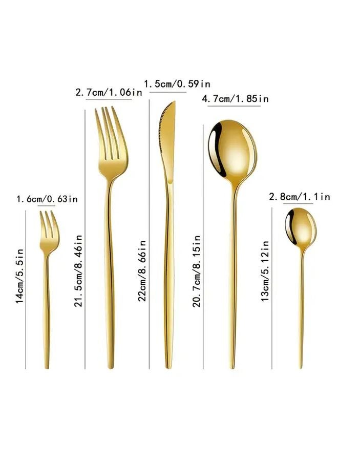 20 Piece Stainless Steel Dinnerware Set Golden Mirror Polish Cutlery Collection - Image 3